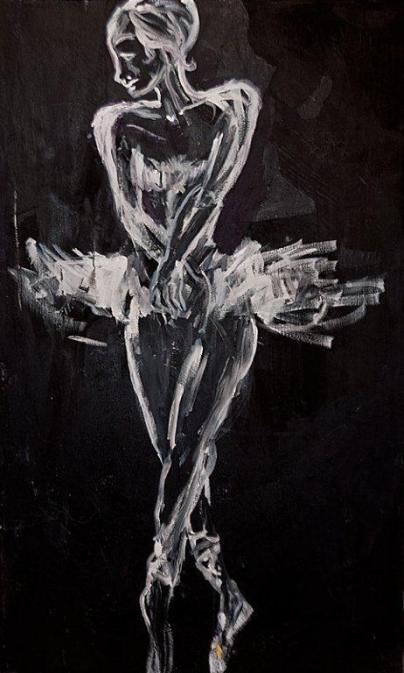 "Black and White Ballerina," painting by Al Preciado, copyright 2013